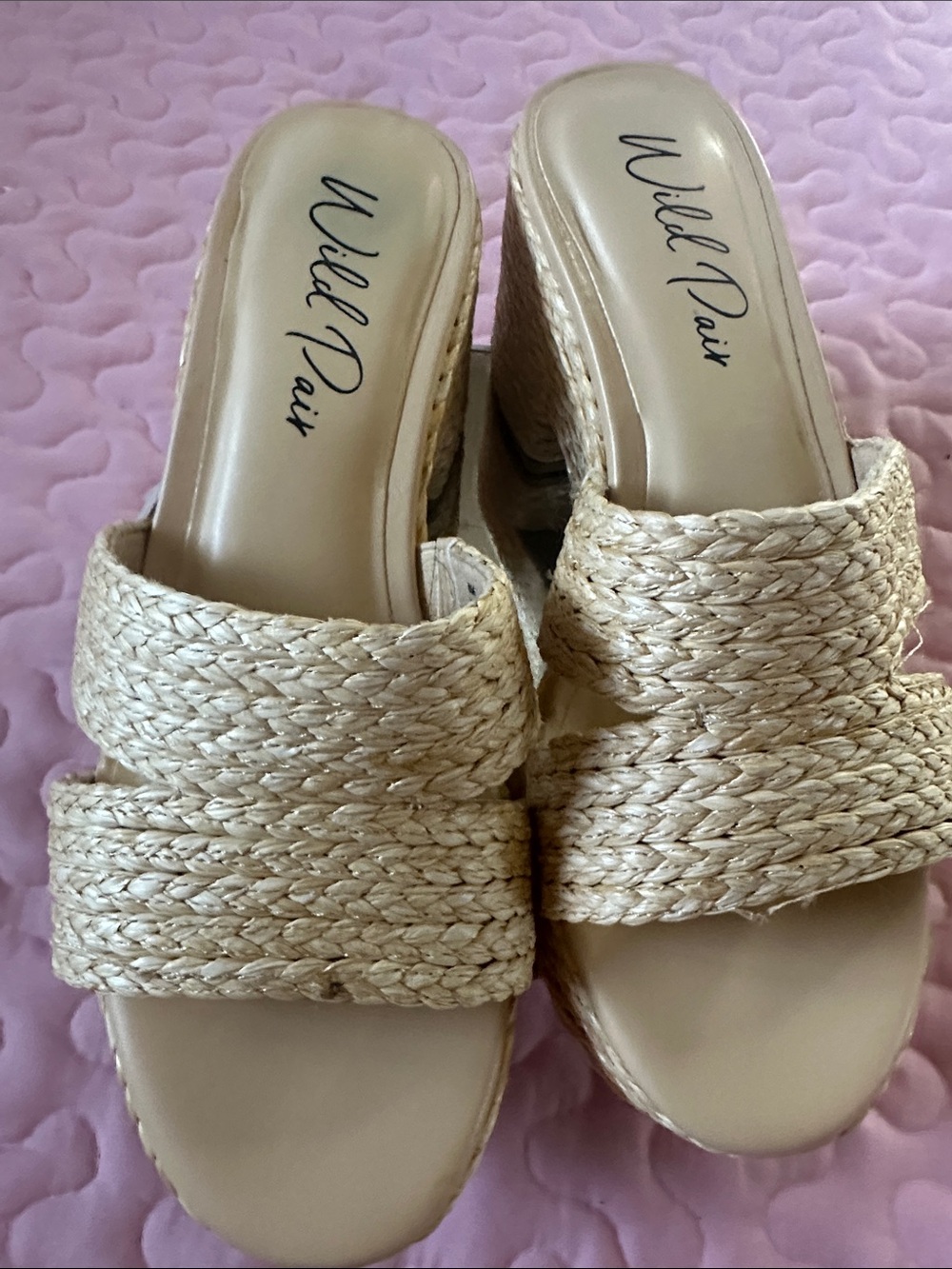 Wild Pair Braided Straw Platform Slide Sandals in Natural - Picture 2 of 4